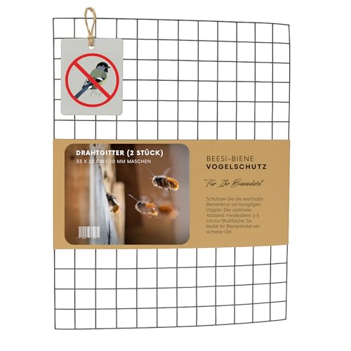 Drahtgitter für Insektenhotel 33x22,8cm I 19mm Maschenweite I Schutzgitter für Wildbienen I Metallgitter Bienenhotel I Vogelschutz Insektenhotel (Silber, 8 Stück) von BEESI