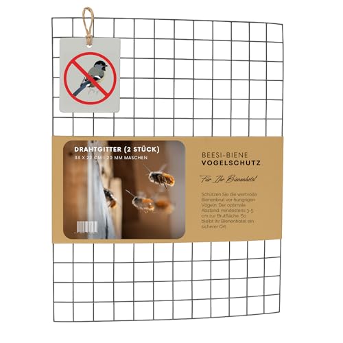Drahtgitter für Insektenhotel 33x22,8cm I 19mm Maschenweite I Schutzgitter für Wildbienen I Metallgitter Bienenhotel I Vogelschutz Insektenhotel (2 Stück) von BEESI