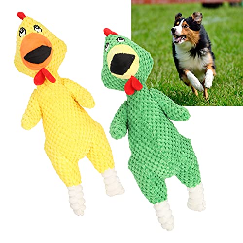 BEIJIALY 2 Stück Lustiges Hunde-Quietschhuhn-Plüsch-Kauspielzeug, Interaktives Spielzeug Zum Spielen von Haustieren, Haustierbedarf, Ausgestopftes Hundespielzeug, Haustier-Beißspielzeug, Reinigungs-Ka von BEIJIALY