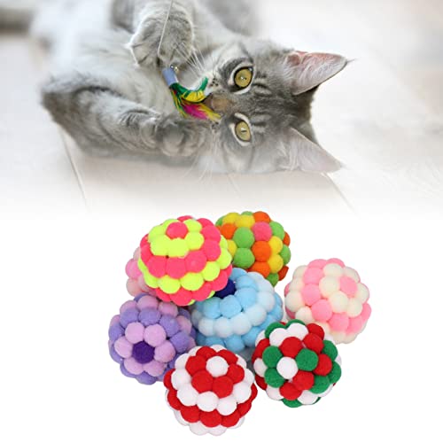 BEIJIALY 8 Stück Katzenballspielzeug, Glockenspielzeugball, Handgefertigter Plüsch-Hüpfball, Elastischer, Weicher, Bunter, Interaktiver Kau-Plüschglockenball für Kätzchen BEIJIALY 8 Stück Katzenballspielzeug, Glockenspielzeugball, Handgefertigter Plüsch-Hüpfball, Elastischer, Weicher, Bunter, Interaktiver Kau-Plüschglockenball für Kätzchen von BEIJIALY