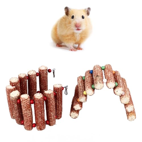 BEIJIALY Haustier-Hamster-Kletterleiter-Spielzeug, Kaninchen-Kletterspielzeug, Sicheres Mais-Hängebrücke-Spielzeug, Angstreduzierendes Kauspielzeug für Kaninchen von BEIJIALY