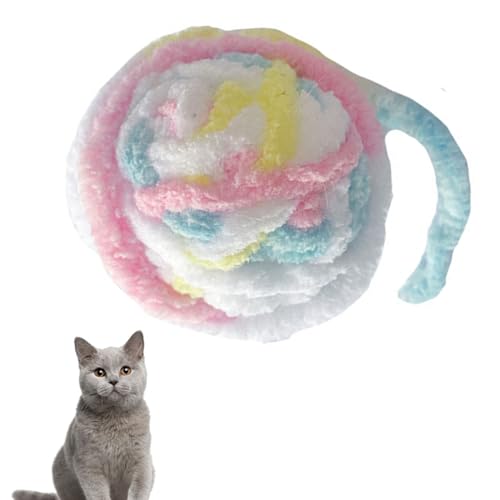 BEIJIALY Katzengarn-Ballspielzeug, Lustige Interaktive Katzenspielzeugbälle, Wollgarn-Katzenballspielzeug mit Glocke, Buntes Interaktives Katzenspielzeug, Katzen-Fuzzy-Bälle für(Bunt (Weiß)) von BEIJIALY