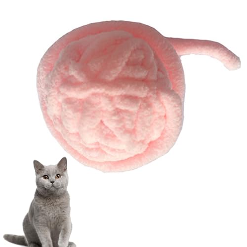 BEIJIALY Katzengarn-Ballspielzeug, Lustige Interaktive Katzenspielzeugbälle, Wollgarn-Katzenballspielzeug mit Glocke, Buntes Interaktives Katzenspielzeug, Katzen-Fuzzy-Bälle für Katzen,(Rosa) von BEIJIALY