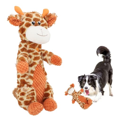 BEIJIALY Plüsch-Hunde-Quietschspielzeug, Stofftier-Hundespielzeug, Niedliche Tierform, Interaktives Knisterspielzeug für Hunde, Reduziert Langeweile, Ausgestopftes Hunde-Kauspielzeug für(Giraffen) von BEIJIALY