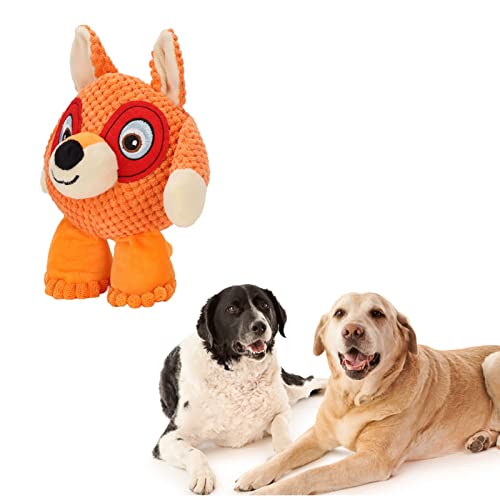 BEIJIALY Plüsch-Quietschspielzeug für Hunde, Interaktives Knisterspielzeug für Hunde, Niedliches Cartoon-weiches Plüsch-Hundespielzeug, Zähneknirschen, Lustiges Interaktives Kauspielzeug(Orange) von BEIJIALY