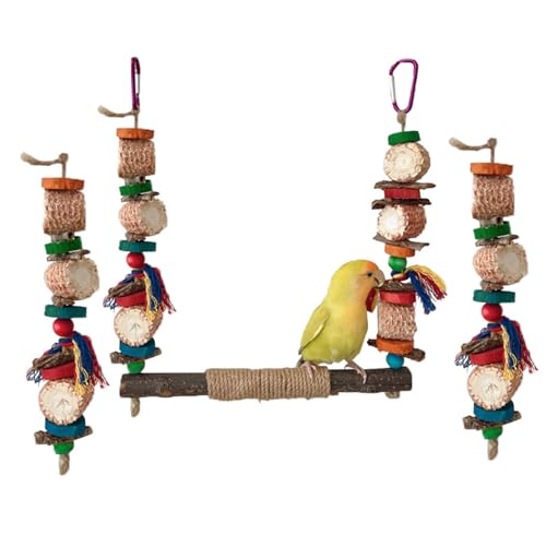 BEIJIALY Sittich-Schaukel-Vogelkäfig-Kauspielzeug, Satte Farben, Sichere Maisschalenrinde, Essbarer Farbstoff, Vogel-Hängeschaukel-Spielzeug für Papageiensittiche von BEIJIALY