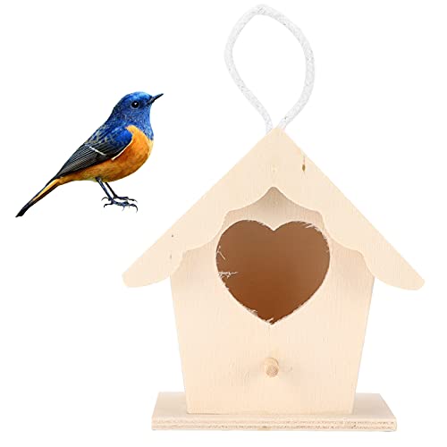BEIJIALY Vogelhaus aus Holz, kreatives Vogelhaus zum Aufhängen, Vogelhäuser für den Außenbereich, unlackiertes Holz, Miniatur-Vogelhaus, sicher, DIY-Holz-Butterhaus-Dekoration (herzförmiger Gürtel Nr. BEIJIALY Vogelhaus aus Holz, kreatives Vogelhaus zum Aufhängen, Vogelhäuser für den Außenbereich, unlackiertes Holz, Miniatur-Vogelhaus, sicher, DIY-Holz-Butterhaus-Dekoration (herzförmiger Gürtel Nr. von BEIJIALY