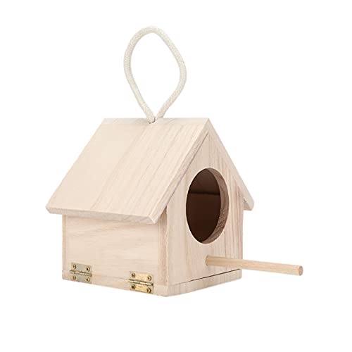 BEIJIALY Vogelhaus aus Holz mit Sitzstange Außen Hängend Holz Vogelhaus für Kleine Vögel Bluebird Viewing House Sittich Nistkasten für Draußen von BEIJIALY