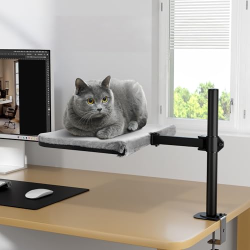 Katzen-Schreibtischbett – Stahlrahmen, 180 ° drehbar und höhenverstellbar, abnehmbar, waschbar, weicher Stoff, Katzen-Sitzstange für Bürotische und Spieltische, unterstützt 11,3 kg Katzen-Schreibtischbett – Stahlrahmen, 180 ° drehbar und höhenverstellbar, abnehmbar, waschbar, weicher Stoff, Katzen-Sitzstange für Bürotische und Spieltische, unterstützt 11,3 kg von BEISLUO
