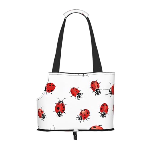 Art Ladybug Tracks bedruckte faltbare Haustiertasche – tragbare Reisetasche für Welpen, Katzen, Haustier-Tragetasche, Rucksäcke von BEIVGOXL