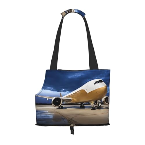Bedruckte faltbare Haustiertasche mit Flugzeug im Abendlicht, tragbare Reisetasche für Welpen, Katzen, Haustier-Tragetasche, Rucksäcke Bedruckte faltbare Haustiertasche mit Flugzeug im Abendlicht, tragbare Reisetasche für Welpen, Katzen, Haustier-Tragetasche, Rucksäcke von BEIVGOXL