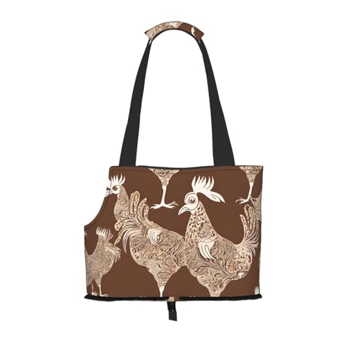 Bedruckte faltbare Haustiertasche mit Hahn- und Huhn-Druck, tragbare Reisetasche für Welpen, Katzen, Haustier-Tragetasche, Rucksäcke Bedruckte faltbare Haustiertasche mit Hahn- und Huhn-Druck, tragbare Reisetasche für Welpen, Katzen, Haustier-Tragetasche, Rucksäcke von BEIVGOXL