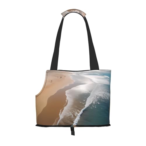 Bedruckte faltbare Haustiertasche mit Strandmotiv – tragbare Reisetasche für Welpen, Katzen, Haustier-Tragerucksäcke. von BEIVGOXL