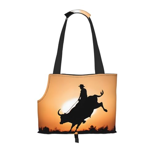Cool Bull Riding bedruckte faltbare Haustiertasche – tragbare Reisetasche für Welpen, Katzen, Haustier-Tragetasche, Rucksäcke Cool Bull Riding bedruckte faltbare Haustiertasche – tragbare Reisetasche für Welpen, Katzen, Haustier-Tragetasche, Rucksäcke von BEIVGOXL