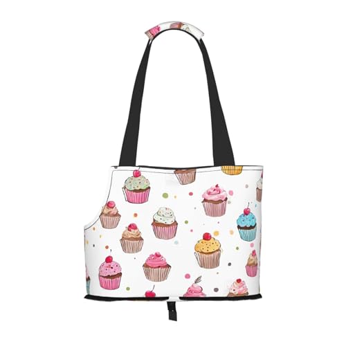 Delicious Cupcakes bedruckte faltbare Haustiertasche – tragbare Reisetasche für Welpen, Katzen, Haustier-Tragetasche, Rucksäcke Delicious Cupcakes bedruckte faltbare Haustiertasche – tragbare Reisetasche für Welpen, Katzen, Haustier-Tragetasche, Rucksäcke von BEIVGOXL
