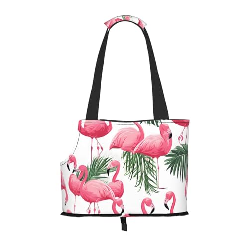 Faltbare Haustiertasche mit Flamingo-Blumen – tragbare Reisetasche für Welpen, Katzen, Haustier-Tragetasche, Rucksäcke Faltbare Haustiertasche mit Flamingo-Blumen – tragbare Reisetasche für Welpen, Katzen, Haustier-Tragetasche, Rucksäcke von BEIVGOXL