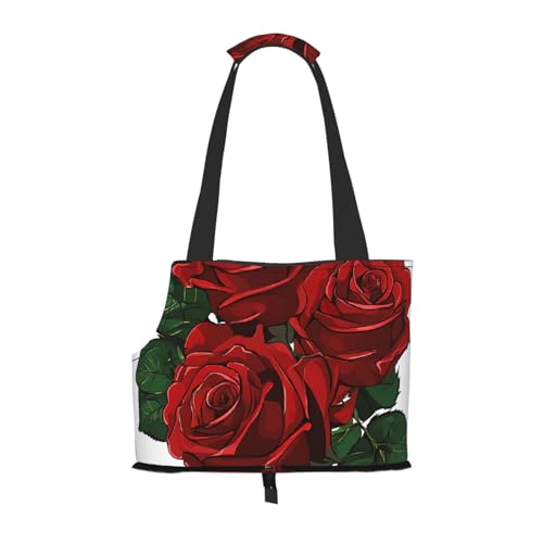 Faltbare Haustiertasche mit Gothic-Rosen-Druck, tragbare Reisetasche für Welpen, Katzen, Haustier-Tragetasche, Rucksäcke von BEIVGOXL