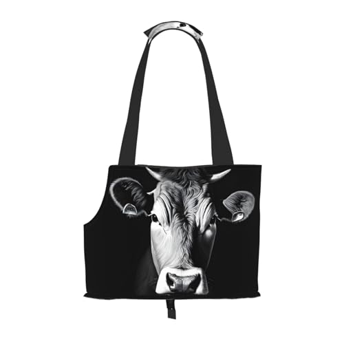 Faltbare Haustiertasche mit Kuh-Druck, tragbare Reisetasche für Welpen, Katzen, Rucksäcke, Schwarz und Weiß von BEIVGOXL