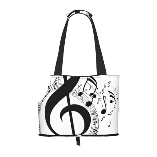 Faltbare Haustiertasche mit Musikdruck, tragbare Reisetasche für Welpen, Katzen, Haustier-Tragetasche, Rucksäcke Faltbare Haustiertasche mit Musikdruck, tragbare Reisetasche für Welpen, Katzen, Haustier-Tragetasche, Rucksäcke von BEIVGOXL