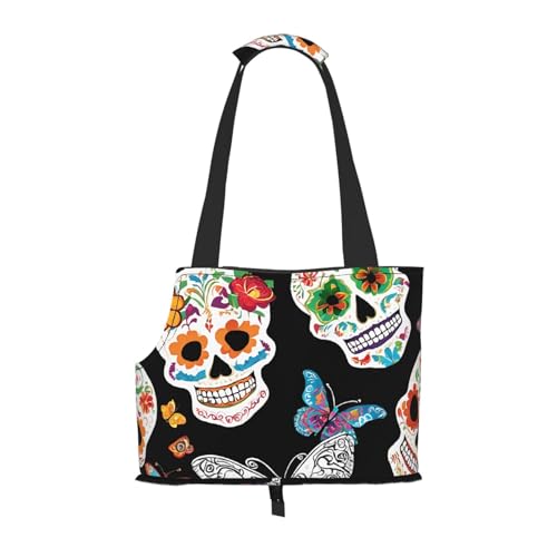 Faltbare Haustiertasche mit Totenkopf-Motiv, tragbare Reisetasche für Welpen, Katzen, Haustier-Tragetasche, Rucksäcke Faltbare Haustiertasche mit Totenkopf-Motiv, tragbare Reisetasche für Welpen, Katzen, Haustier-Tragetasche, Rucksäcke von BEIVGOXL