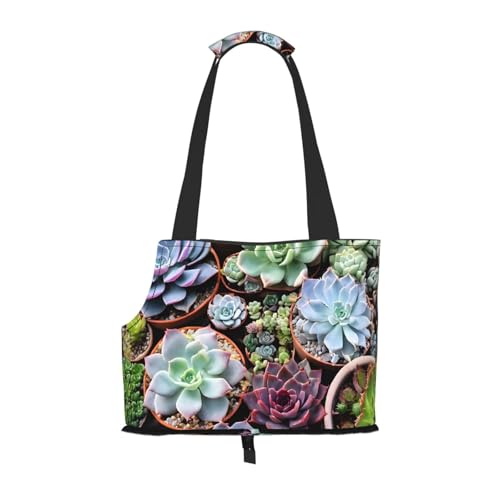 Faltbare Haustiertasche mit buntem Sukkulenten-Druck, tragbare Reisetasche für Welpen, Katzen, Haustier-Tragerucksäcke. von BEIVGOXL