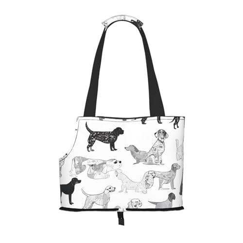 Faltbare Haustiertasche mit niedlichem Dackel-Motiv, tragbare Reisetasche für Welpen, Katzen, Haustier-Tragetasche, Rucksäcke von BEIVGOXL