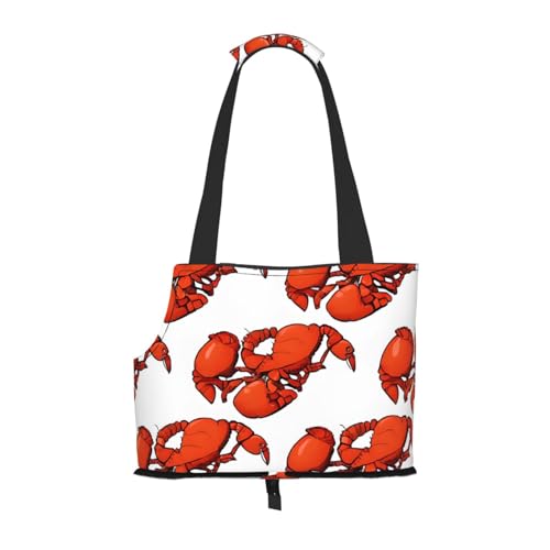 Faltbare Haustiertasche mit rotem Hummer, bedruckt, tragbar, für Welpen, Katzen, Reisetasche, Haustier-Tragetasche, Rucksäcke von BEIVGOXL