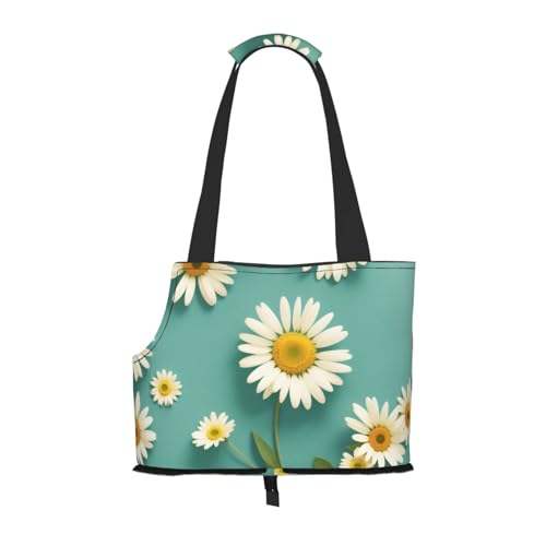 Faltbare Haustiertasche mit weißem Gänseblümchen-Druck, tragbare Reisetasche für Welpen, Katzen, Haustier-Tragetasche, Rucksäcke Faltbare Haustiertasche mit weißem Gänseblümchen-Druck, tragbare Reisetasche für Welpen, Katzen, Haustier-Tragetasche, Rucksäcke von BEIVGOXL