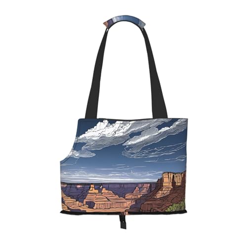 Grand Canyon bedruckte faltbare Haustiertasche – tragbare Reisetasche für Welpen, Katzen, Haustier-Tragetasche, Rucksäcke von BEIVGOXL