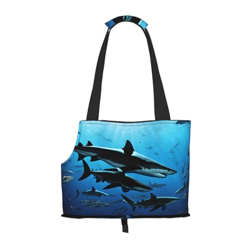 Hammerhead Sharks bedruckte faltbare Haustiertasche – tragbare Reisetasche für Welpen, Katzen, Haustier-Tragetasche, Rucksäcke Hammerhead Sharks bedruckte faltbare Haustiertasche – tragbare Reisetasche für Welpen, Katzen, Haustier-Tragetasche, Rucksäcke von BEIVGOXL