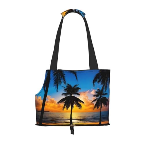 Hawaii Beach bedruckte faltbare Haustiertasche – tragbare Reisetasche für Welpen, Katzen, Haustier-Tragetasche, Rucksäcke von BEIVGOXL