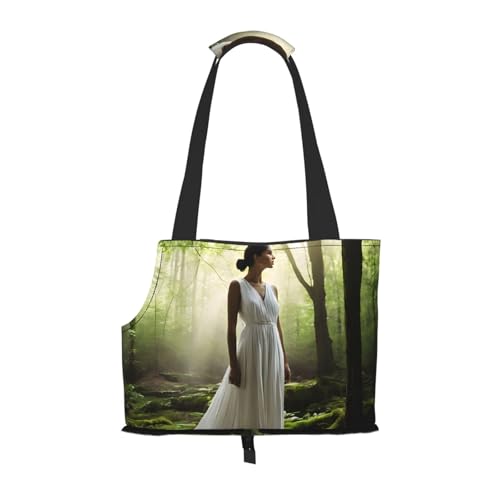 Lake Fairy bedruckte faltbare Haustiertasche – tragbare Reisetasche für Welpen, Katzen, Haustier-Tragetasche, Rucksäcke von BEIVGOXL