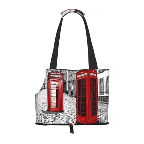London Red Telefonzelle bedruckte faltbare Haustiertasche – tragbare Reisetasche für Welpen, Katzen, Haustier-Tragetasche, Rucksäcke London Red Telefonzelle bedruckte faltbare Haustiertasche – tragbare Reisetasche für Welpen, Katzen, Haustier-Tragetasche, Rucksäcke von BEIVGOXL