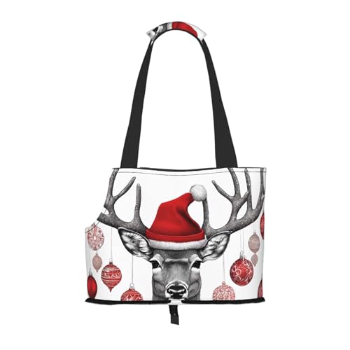 Lustige faltbare Haustiertasche mit weihnachtlichem Elch-Aufdruck – tragbare Reisetasche für Welpen, Katzen, Haustier-Tragetasche, Rucksäcke Lustige faltbare Haustiertasche mit weihnachtlichem Elch-Aufdruck – tragbare Reisetasche für Welpen, Katzen, Haustier-Tragetasche, Rucksäcke von BEIVGOXL