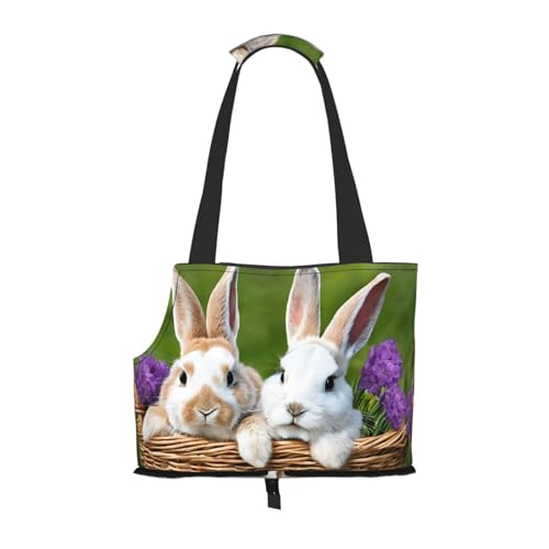 Niedliche Kaninchen-bedruckte faltbare Haustiertasche – tragbare Reisetasche für Welpen und Katzen, Haustier-Tragetasche. von BEIVGOXL