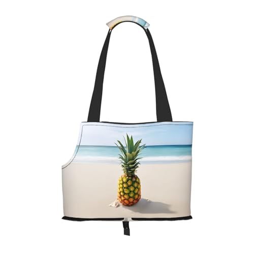 Pineapple by The Sea bedruckte faltbare Haustiertasche – tragbare Reisetasche für Welpen, Katzen, Haustier-Tragetasche, Rucksäcke von BEIVGOXL