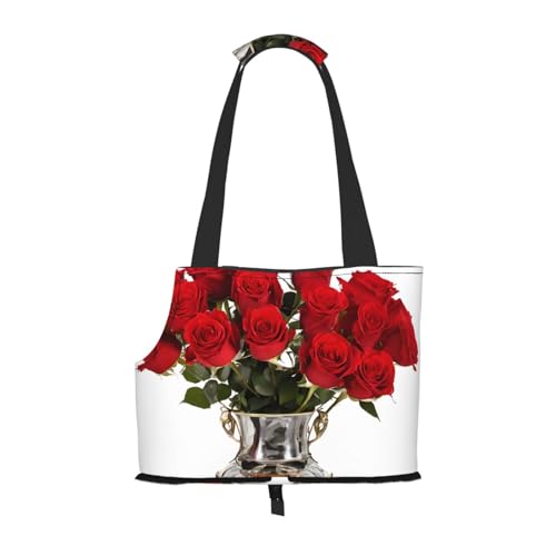 Rote Rosen bedruckte, faltbare Haustiertasche – tragbare Reisetasche für Welpen, Katzen, Haustier-Tragetasche, Rucksäcke Rote Rosen bedruckte, faltbare Haustiertasche – tragbare Reisetasche für Welpen, Katzen, Haustier-Tragetasche, Rucksäcke von BEIVGOXL