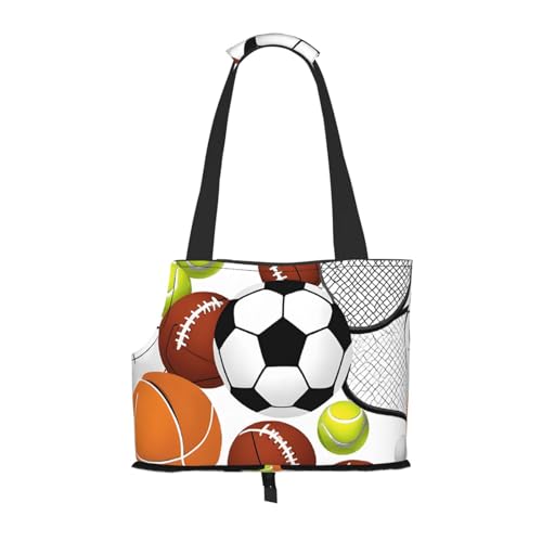 Sportball-bedruckte faltbare Haustiertasche – tragbare Reisetasche für Welpen und Katzen, Haustier-Tragetasche. von BEIVGOXL