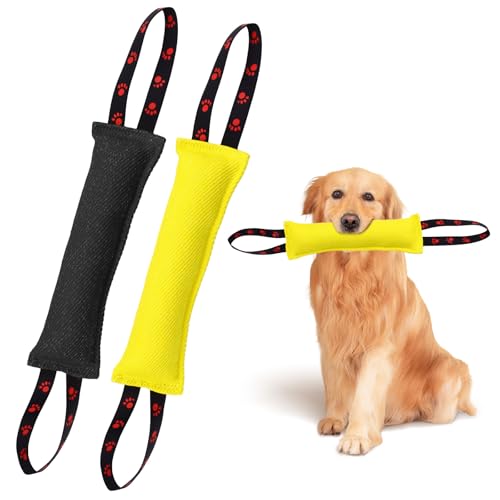 BELEFU Hundespielzeug zum Tauziehen, interaktives Hunde-Bisskissen mit 2 langen Griffen, Welpenziehspielzeug für große, mittelgroße und kleine Haustiere, Outdoor-Kau-Trainingsgeräte (schwarz + gelb), BELEFU Hundespielzeug zum Tauziehen, interaktives Hunde-Bisskissen mit 2 langen Griffen, Welpenziehspielzeug für große, mittelgroße und kleine Haustiere, Outdoor-Kau-Trainingsgeräte (schwarz + gelb), von BELEFU