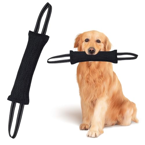 BELEFU Tug of War Hundespielzeug, interaktives Hunde-Bisskissen mit 2 langen Griffen, Welpenziehspielzeug für große, mittelgroße und kleine Haustiere, Outdoor-Kau-Trainingsgeräte (Schwarz, 1 Stück) BELEFU Tug of War Hundespielzeug, interaktives Hunde-Bisskissen mit 2 langen Griffen, Welpenziehspielzeug für große, mittelgroße und kleine Haustiere, Outdoor-Kau-Trainingsgeräte (Schwarz, 1 Stück) von BELEFU