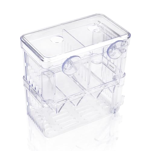Schwimmende Fischzüchterbox für Aquarium-Trennwand, transparente Fischisolation, Zuchtbox mit Saugnäpfen, Garnelentank, Brutkasten für Clownfisch, Betta, Guppy Acclimation von BELEFU