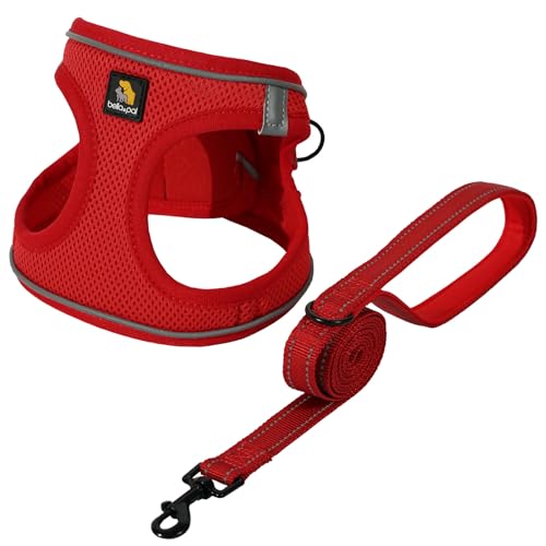 BELLA & PAL Hundegeschirr Kleine Hunde mit Leine, Step-in Geschirr aus Air Mesh, Anti Zug Reflektierend Atmungsaktiv Brustgeschirr, Welpengeschirr für Kleine Hunde, Katzengeschirr, Rot, M BELLA & PAL Hundegeschirr Kleine Hunde mit Leine, Step-in Geschirr aus Air Mesh, Anti Zug Reflektierend Atmungsaktiv Brustgeschirr, Welpengeschirr für Kleine Hunde, Katzengeschirr, Rot, M von BELLA & PAL