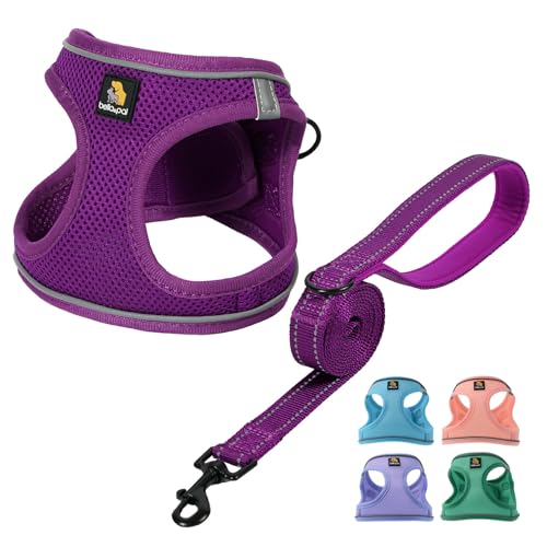 BELLA & PAL Hundegeschirr Kleine Hunde mit Leine, Step-in Geschirr aus Air Mesh, Anti Zug Reflektierend Atmungsaktiv Brustgeschirr, Welpengeschirr für Kleine Hunde, Katzengeschirr, Violett, M BELLA & PAL Hundegeschirr Kleine Hunde mit Leine, Step-in Geschirr aus Air Mesh, Anti Zug Reflektierend Atmungsaktiv Brustgeschirr, Welpengeschirr für Kleine Hunde, Katzengeschirr, Violett, M von BELLA & PAL