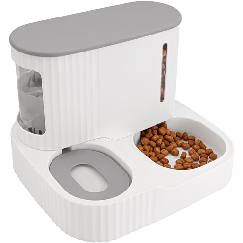 BELLE VOUS Automatischer 2-in-1 Schwerkraft Wasserspender und Futterautomat Katze & Hund - 850 ml - Futterspender für Katzen, Hunde, Kätzchen & Welpen - Leicht zu Reinigen, für Nass-/Trockenfutter von BELLE VOUS