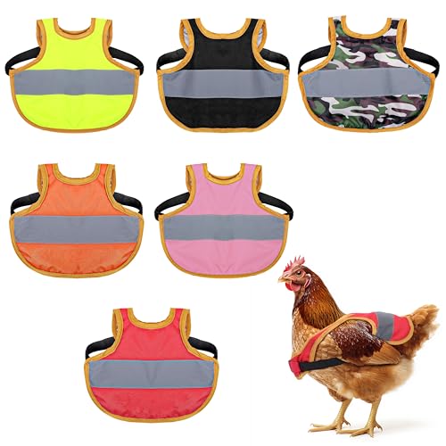 Belle Vous Reflektierende Hühner Warnfeste für Geflügel 6er Pack - Reflektierender Hühnersattel für Federschutz - Warnweste für Hühner, Gänse, Enten - Hühnerzubehör von BELLE VOUS