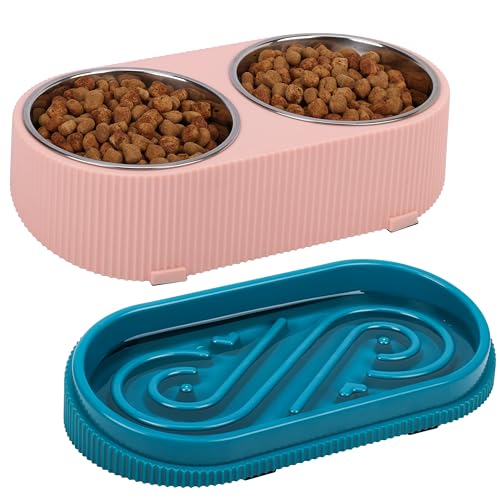Belle Vous Rosa Wasser- & Hundenapf Erhöht - 2 x 350 ml Hundenapf Edelstahl mit 30.5 x 15 x 9 cm Erhöhtem Rutschfestem Ständer - Wasser-/Hundenapf Kleine bis Mittelgroße Hunde/Katzen Belle Vous Rosa Wasser- & Hundenapf Erhöht - 2 x 350 ml Hundenapf Edelstahl mit 30.5 x 15 x 9 cm Erhöhtem Rutschfestem Ständer - Wasser-/Hundenapf Kleine bis Mittelgroße Hunde/Katzen von BELLE VOUS