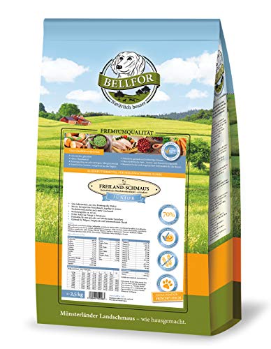 Bellfor Freiland-Schmaus Junior Trockenfutter mit Huhn für Welpen und Junge Hunde Getreidefrei 2,5 kg Bellfor Freiland-Schmaus Junior Trockenfutter mit Huhn für Welpen und Junge Hunde Getreidefrei 2,5 kg von Bellfor