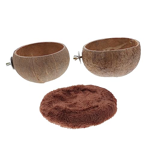 BELLIFFY Kokosnussschalen-futterspender-Set 3-teilig Futternapf für Meerschweinchen Chinchillas Hamster Isoliertes Nest von BELLIFFY
