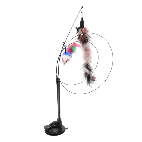 BELLIFFY 1satz Katzenangel Spielzeugset Mit Interaktivem Teaser Teilig Flexible Edelstahlstäbe Mit Bunten Federn Und Saugnapf Für Spannende Katzenspiele Fördert Bewegung Und von BELLIFFY