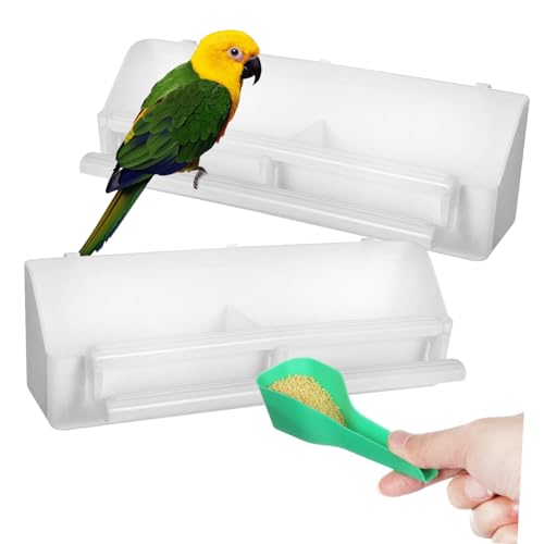 BELLIFFY 1 Satz Vogelkäfig Futterspender mit Wasserbehälter Teiliges für Futter und Wassernapf mit Löffel Stabiler Einfache Langlebige Konstruktion für Vogelernährung von BELLIFFY